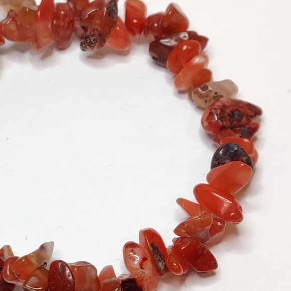 Carnelian Stretch Bracelet 5-8mm chip natural stone includes felt pouch-CB08 - Picture 2 of 10